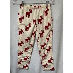 Hanna Andersson Pajama Pants Fleece Boys Girls 10 140cm Deer Pattern Ivory Red